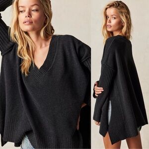 Free People Orion A-Line Tunic Sweater, Carbon Charcoal Gray